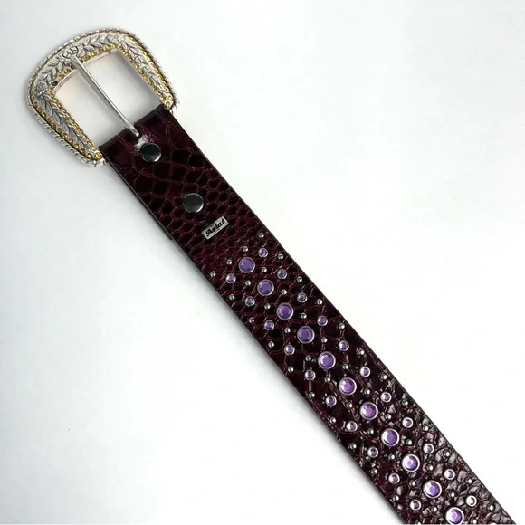 Ariat Lavender Rhinestone Silver Leather Western Belt - 26 - Picture 5 of 5